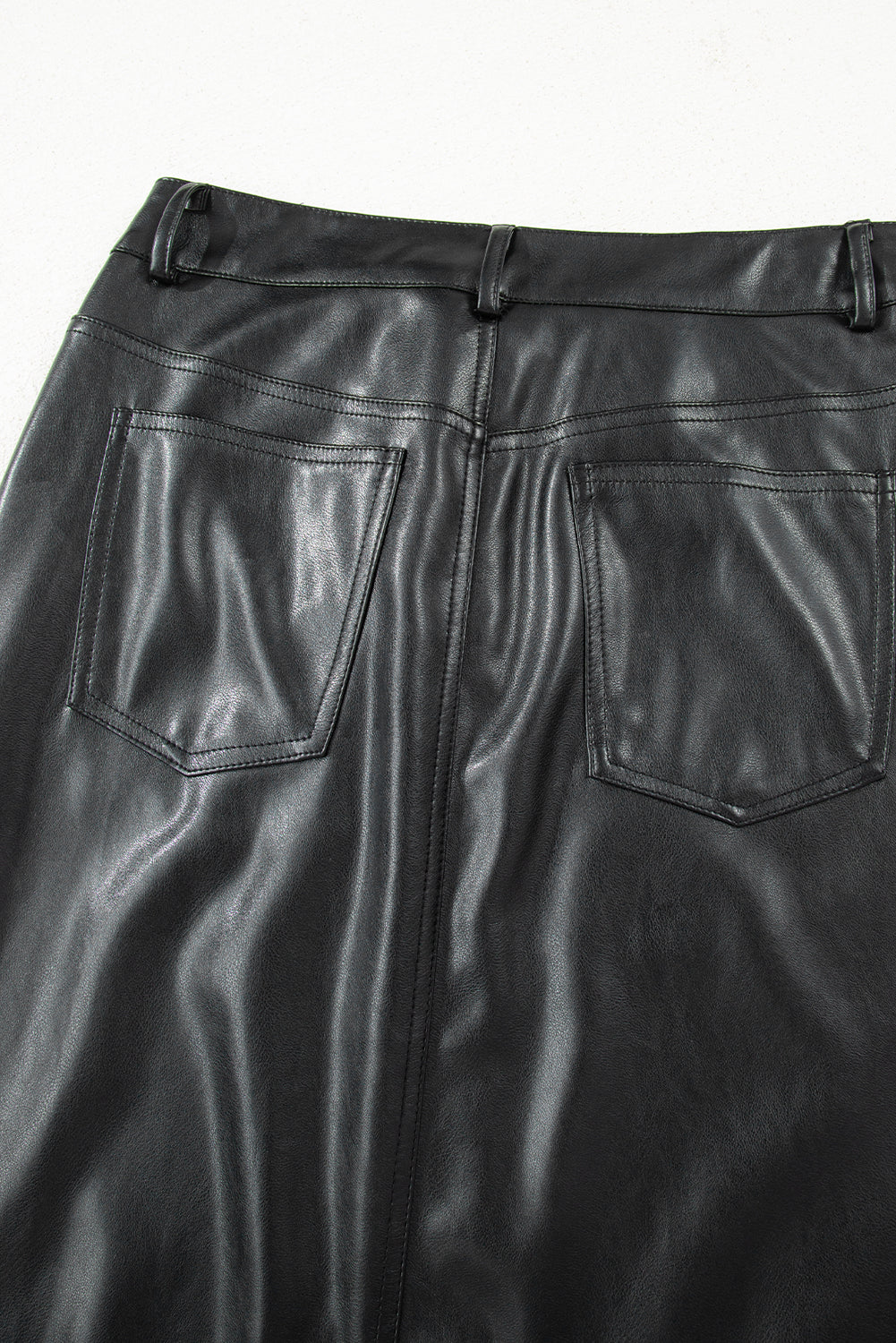 Black Faux Leather Maxi Skirt