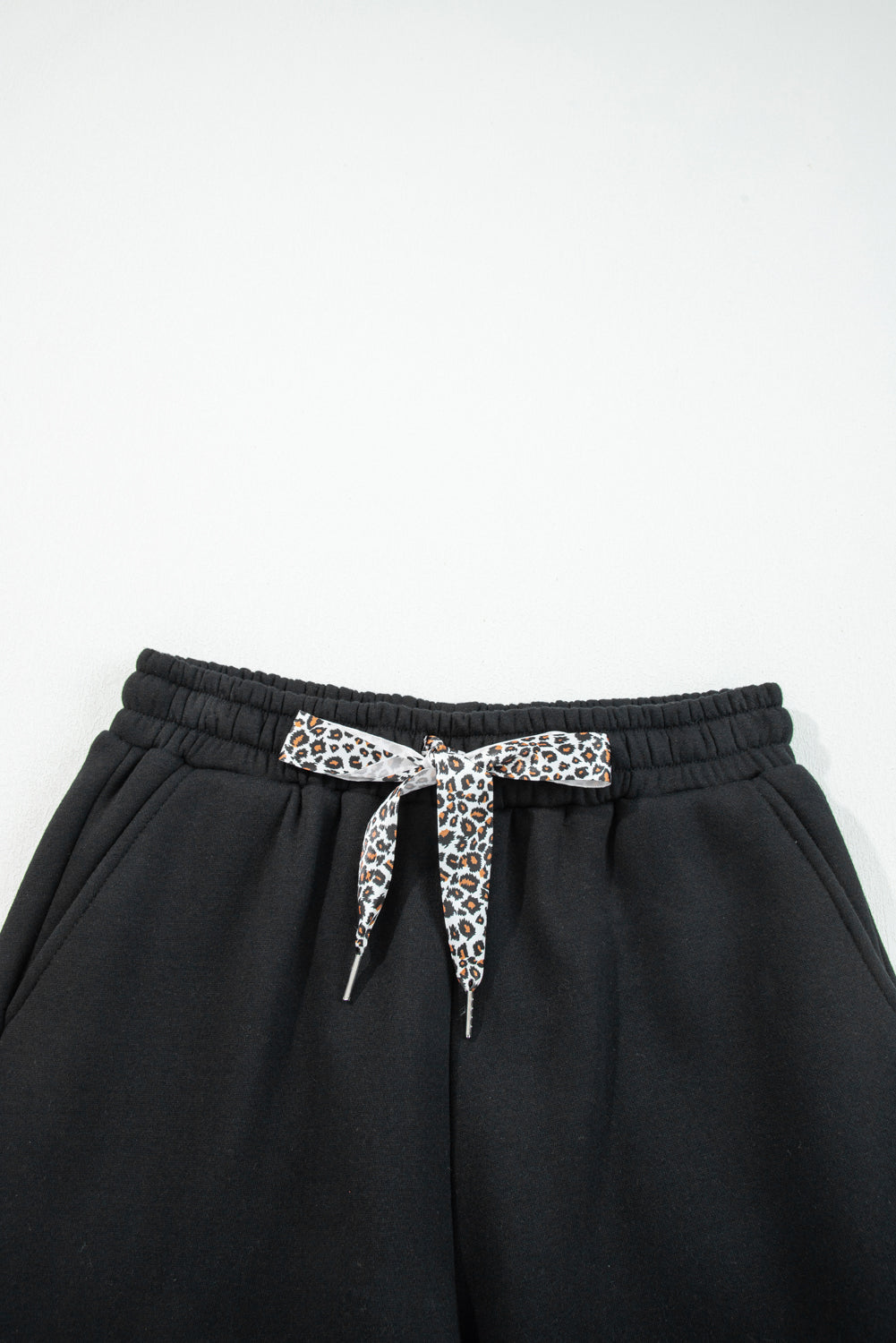 Leopard Tie Black Fleece Pants