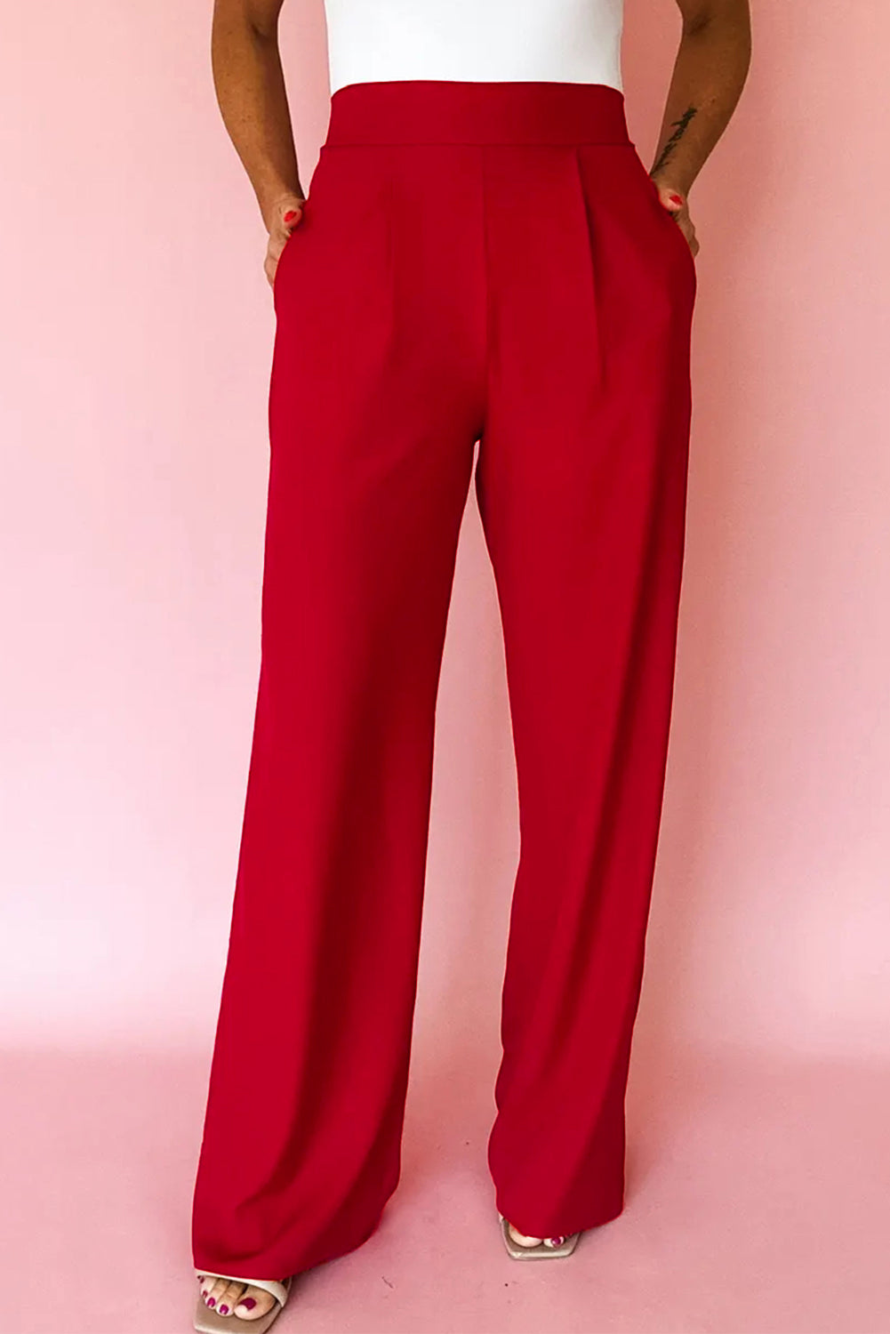 Red Pleated Pants