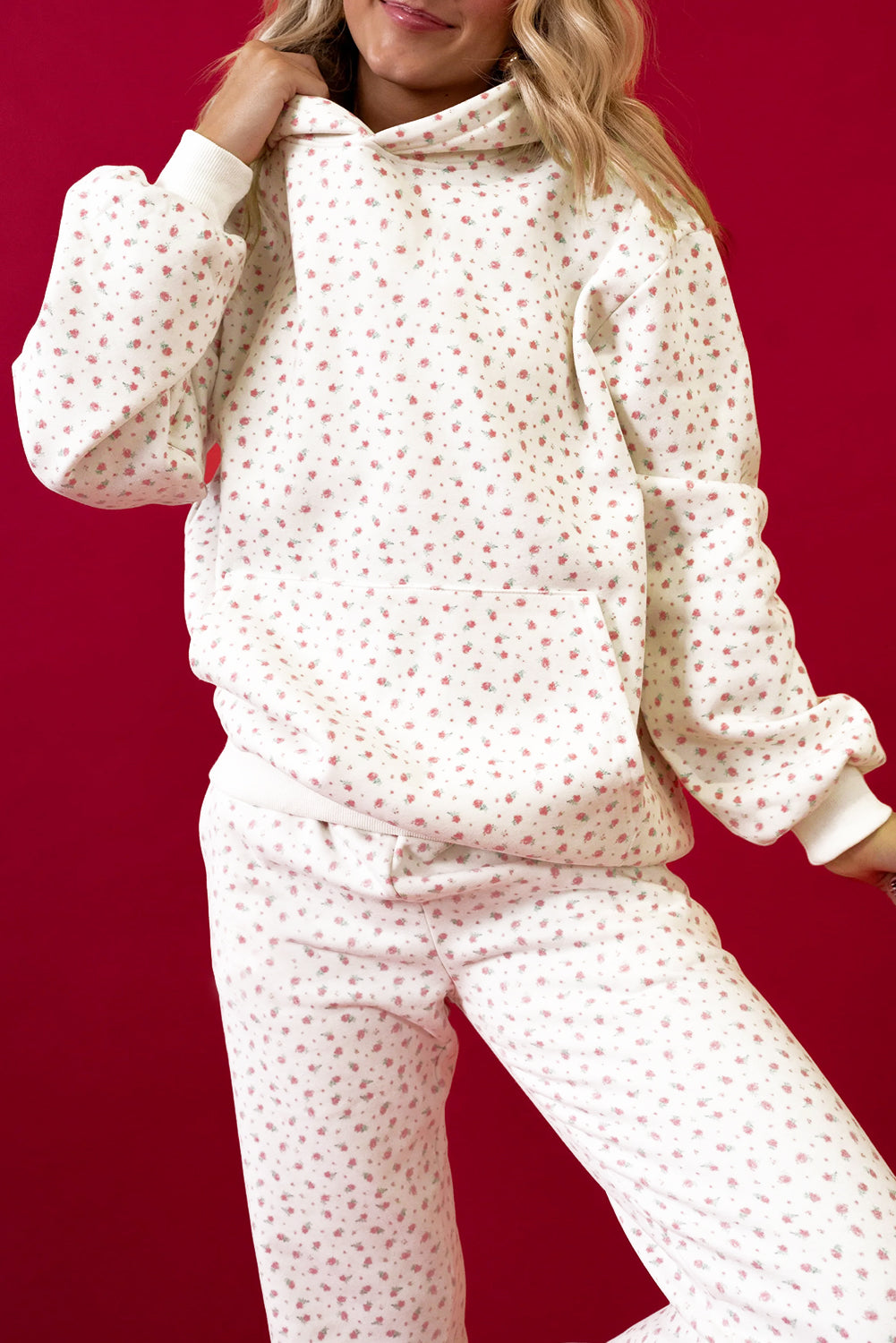 Pink Floral Hoodie & Sweatpants Set