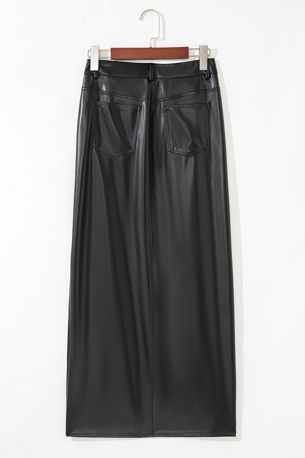 Black Faux Leather Maxi Skirt