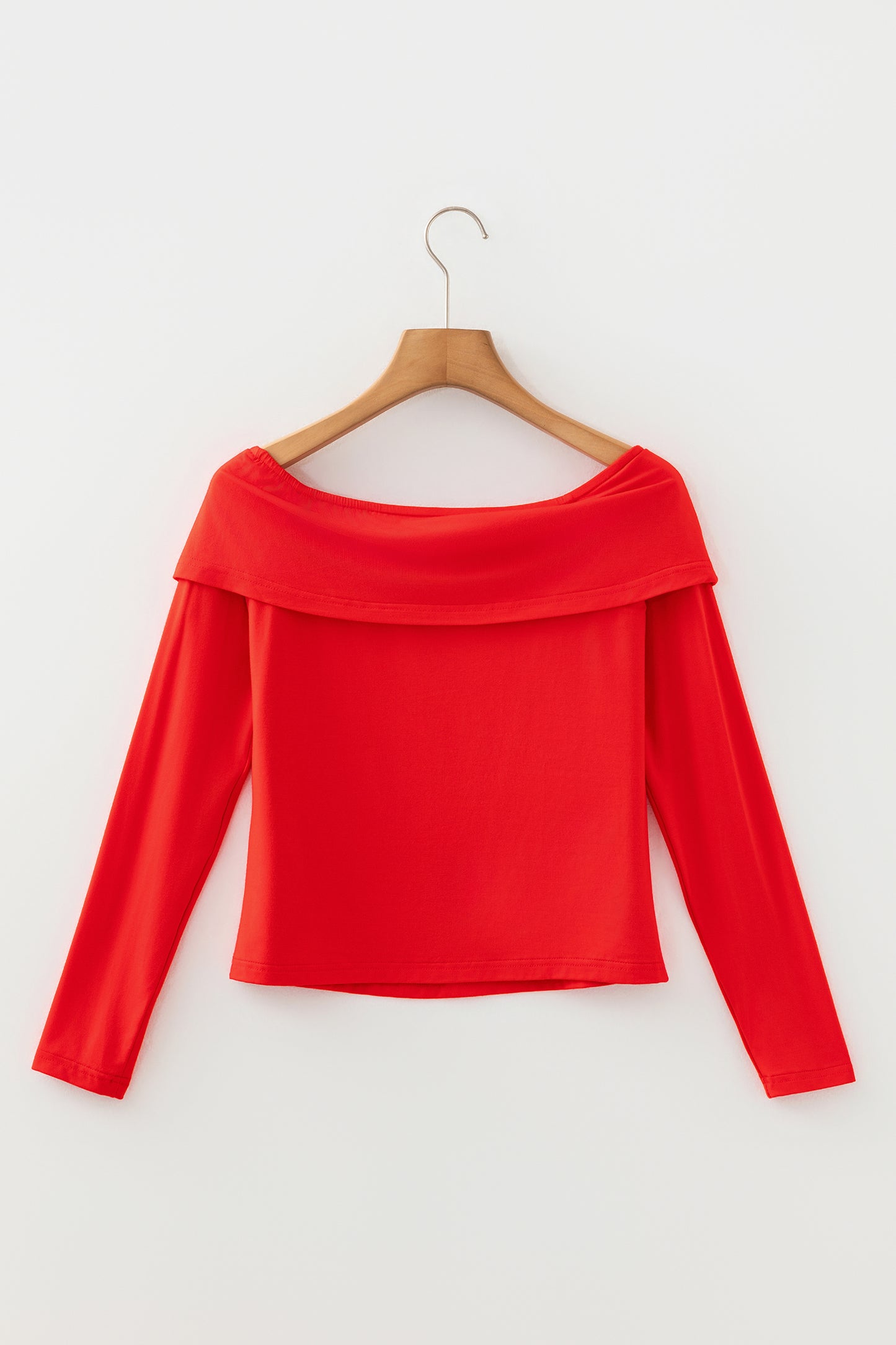 Red Foldover Off-Shoulder Top