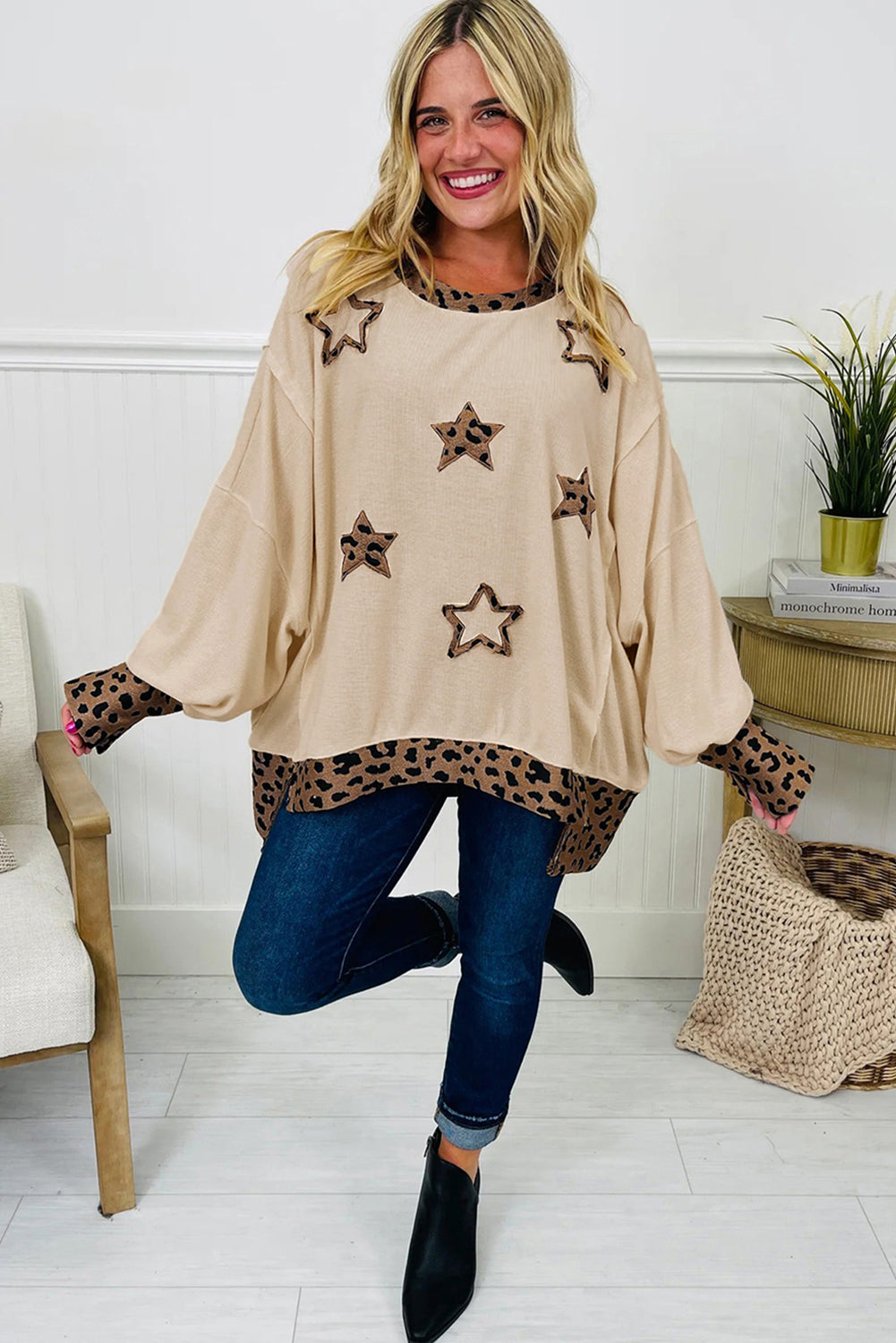 Starry Leopard Patchwork Sweatshirt