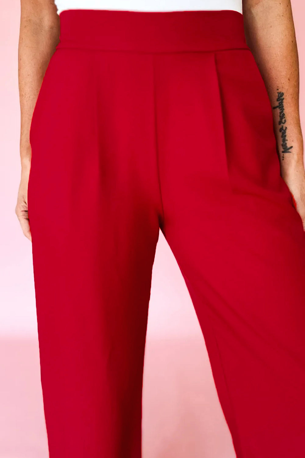Red Pleated Pants
