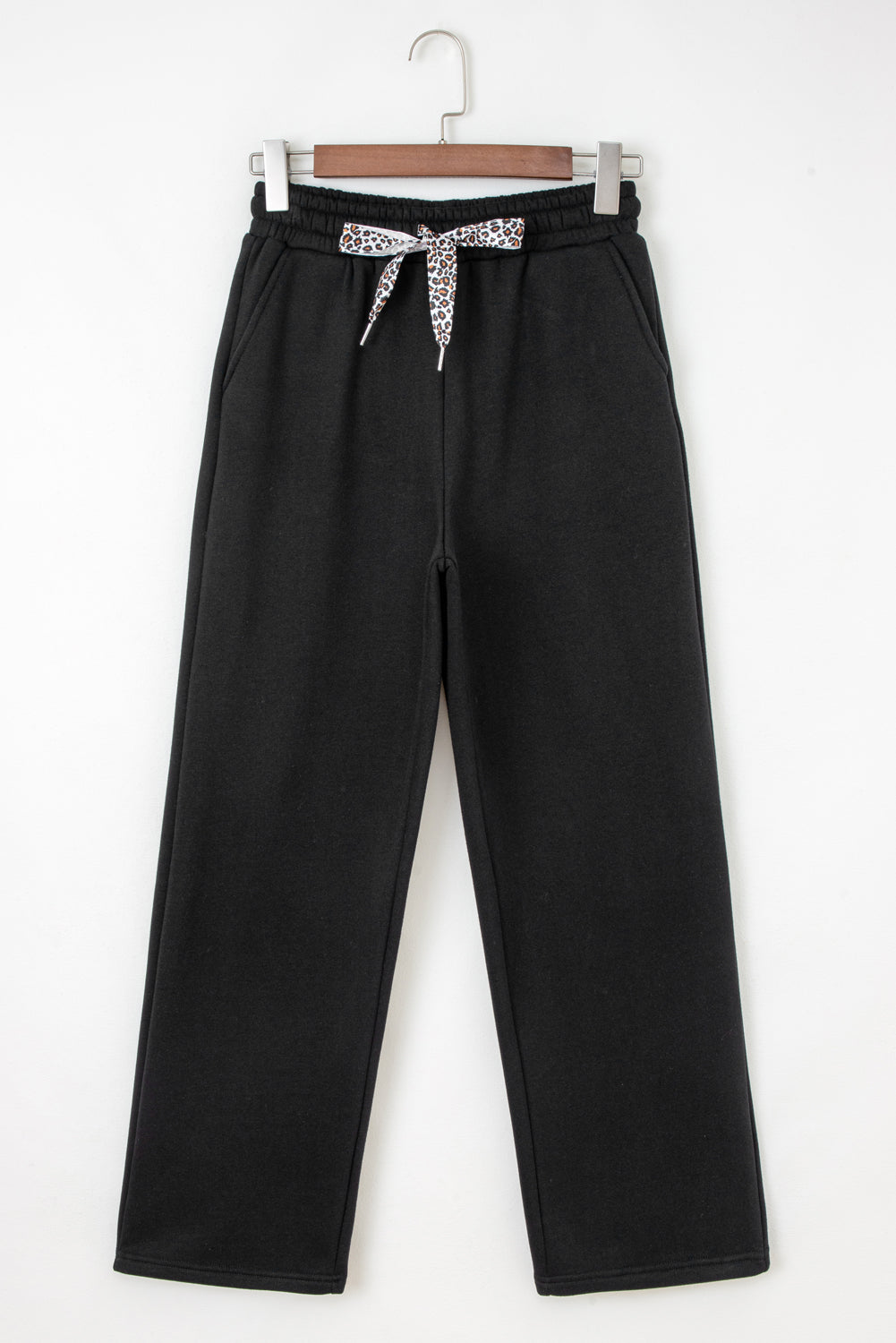 Leopard Tie Black Fleece Pants