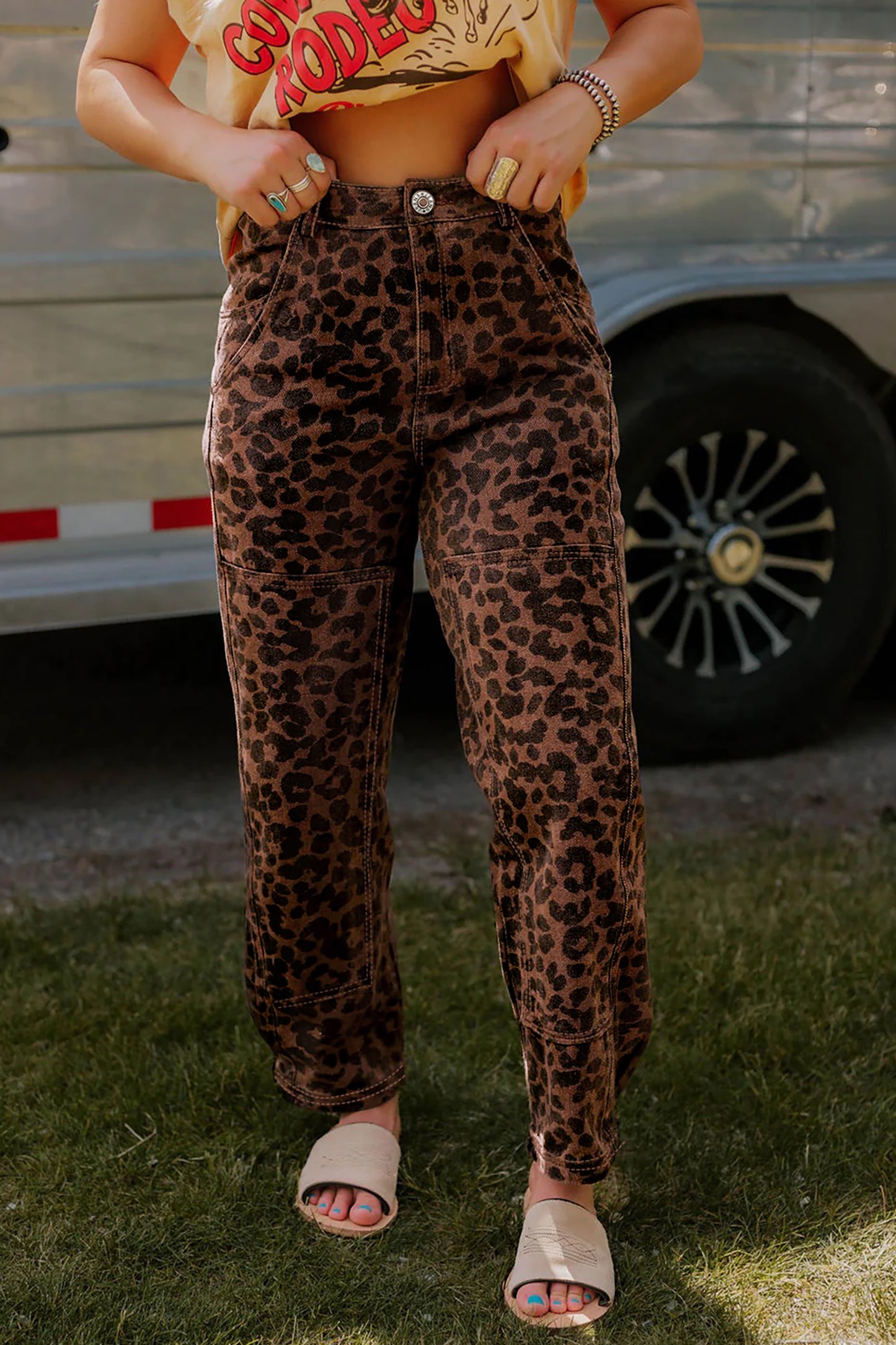Leopard Denim Jeans