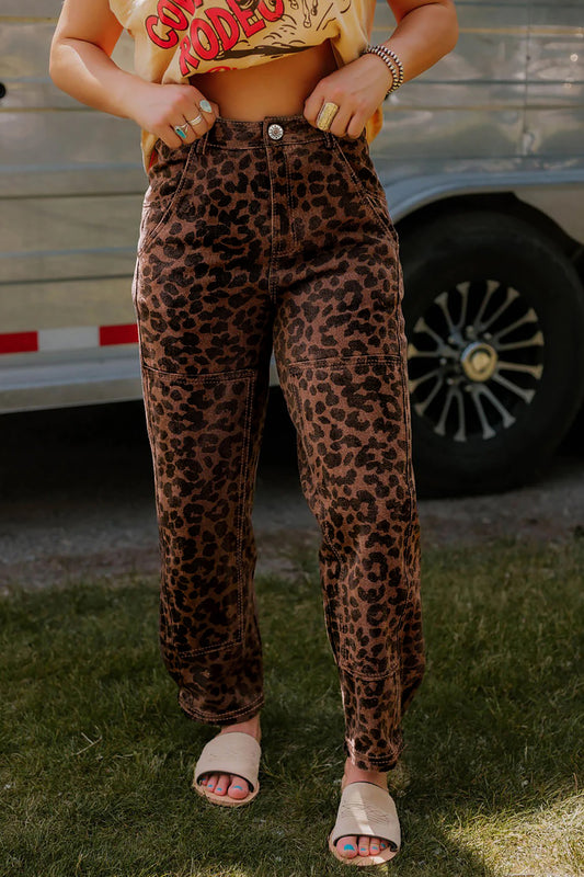 Leopard Denim Jeans