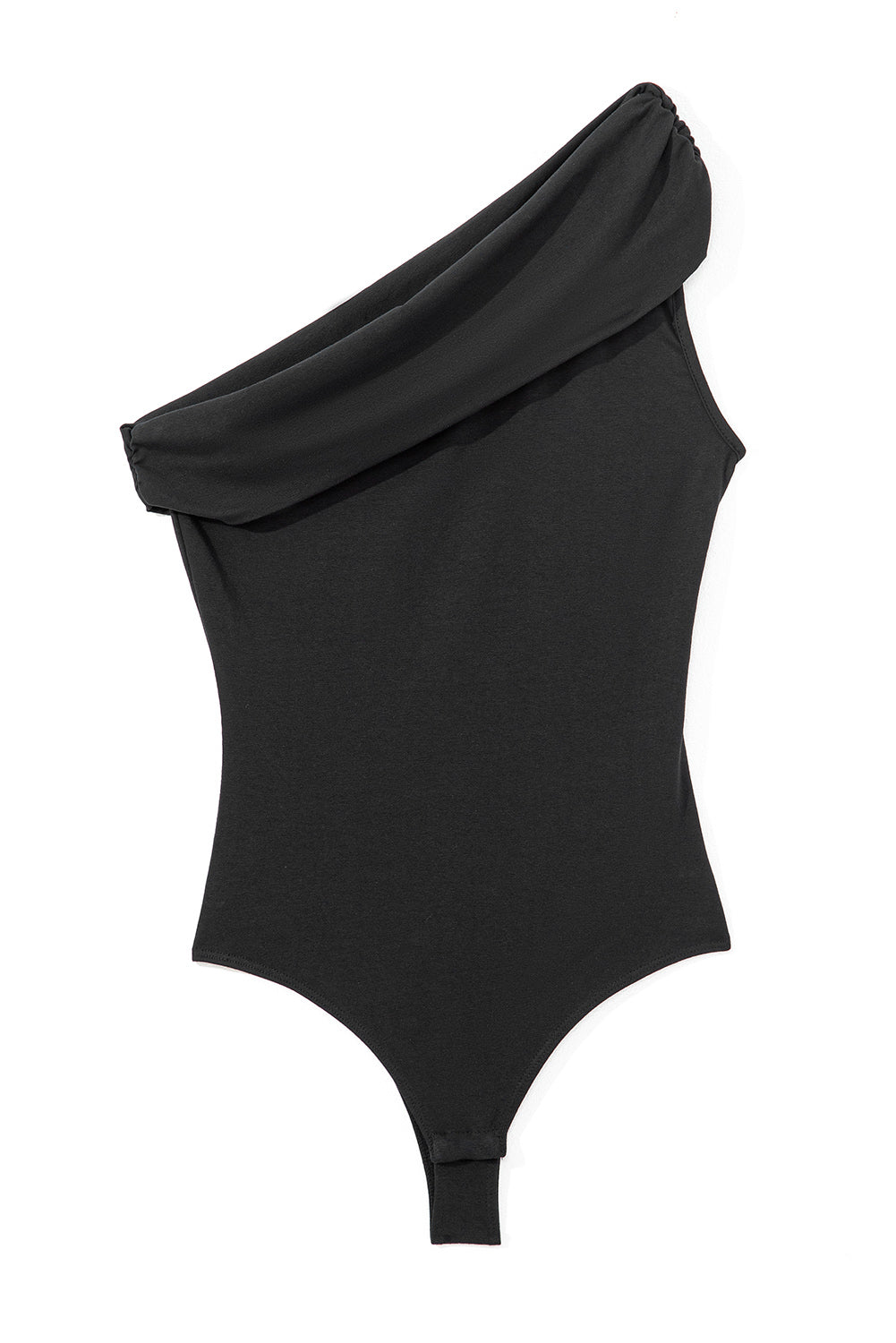 Black Asymmetrical Pleated Bodysuit