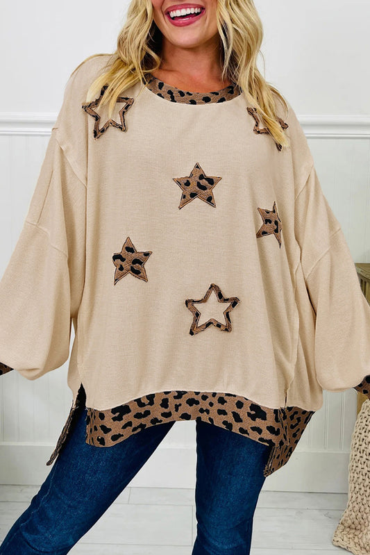 Starry Leopard Patchwork Sweatshirt
