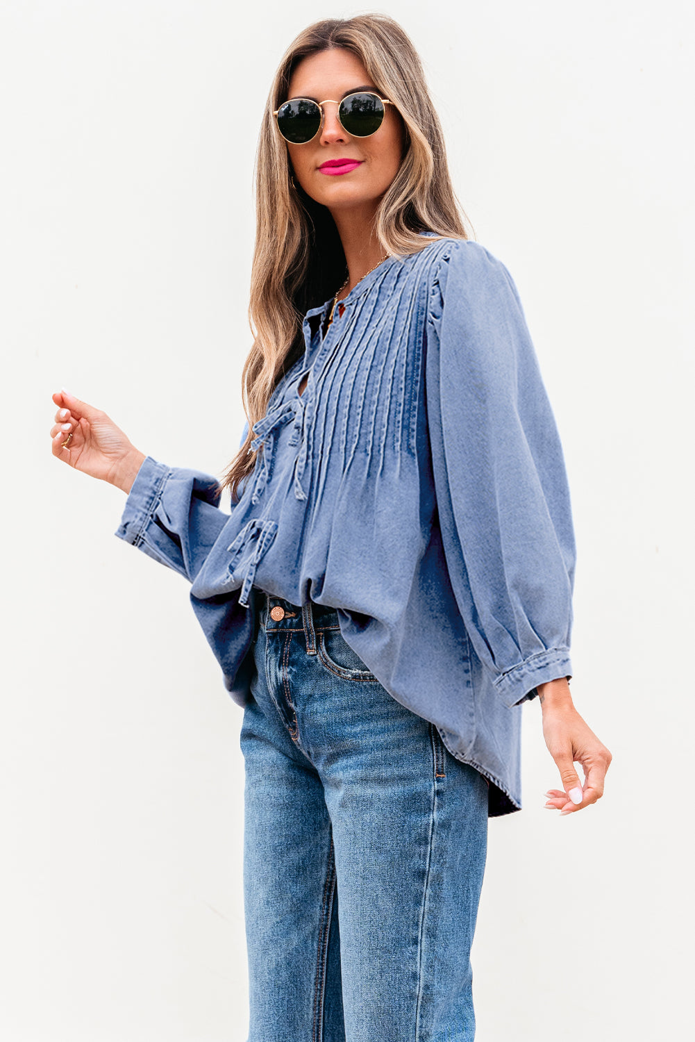 Bow Front Denim Top
