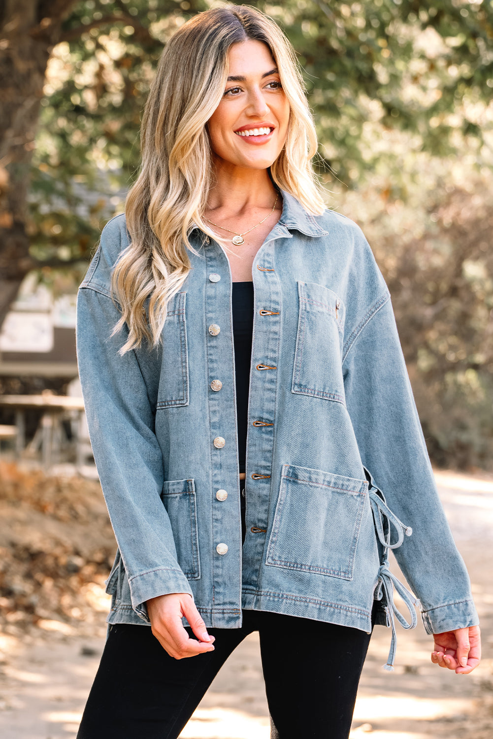 Side Tie Denim Jacket